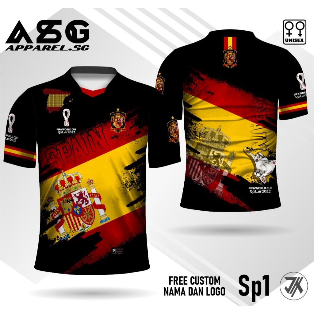 jersey spanyol piala dunia qatar 2022 kaos spain lengan pendek