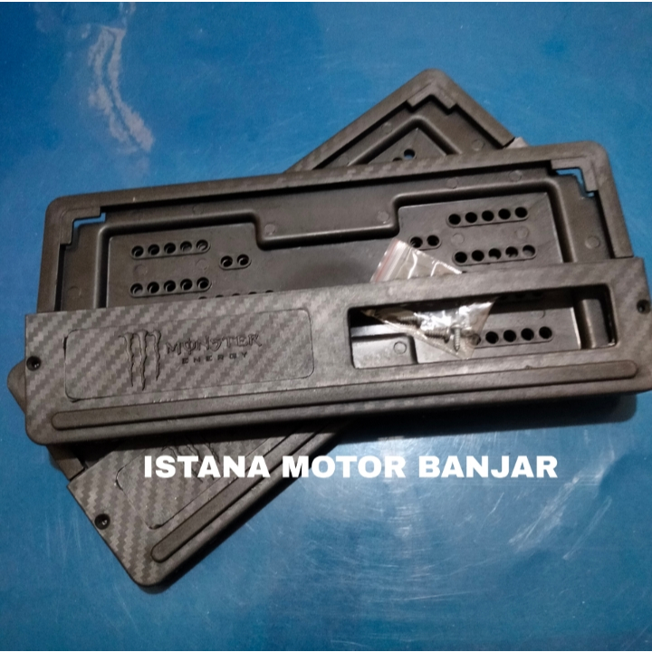 BJM sepasang plat nomor monster carbon plat nomor motor tempat plat nomor