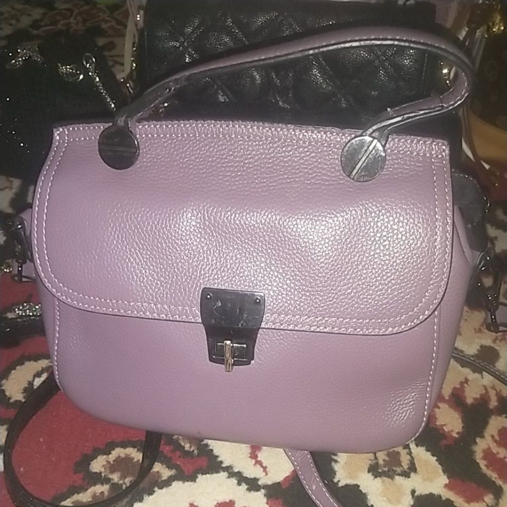 Tas kulit sapiano preloved lilac