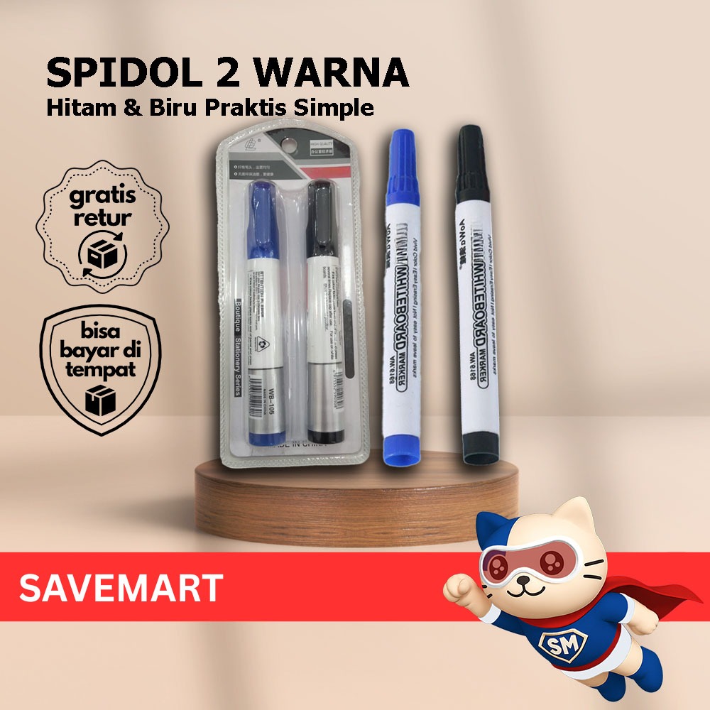

Spidol Boardmarker Warna Hitam & Biru Spidol Tulis Papan Anti Bocor Spidol Whiteboard Permanent Praktis