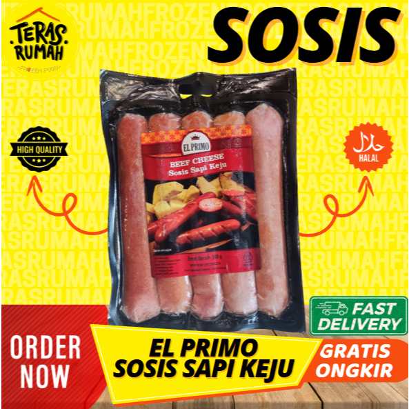 

EL PRIMO SOSIS SAPI PREMIUM KEJU / BEEF CHEESE SAUSSAGE 500GR
