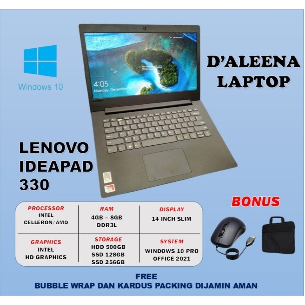 LENOVO IDEAPAD 330 SLIM SERI BARU LAPTOP PELAJAR LAPTOP MAHASISWA LAPTOP KANTORAN LAPTOP KEKINIAN