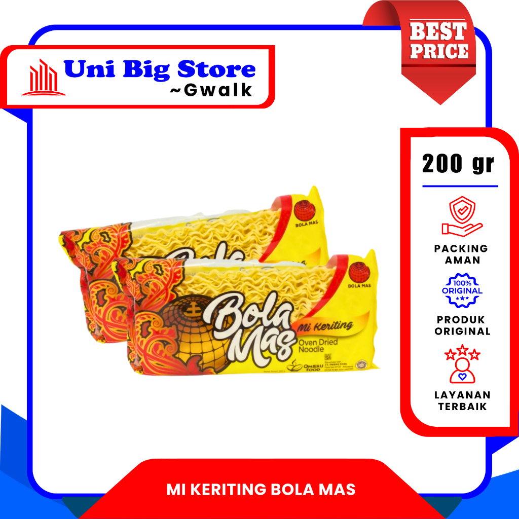 

MIE MI KERITING KERING SEHAT BOLA MAS - 200 gr