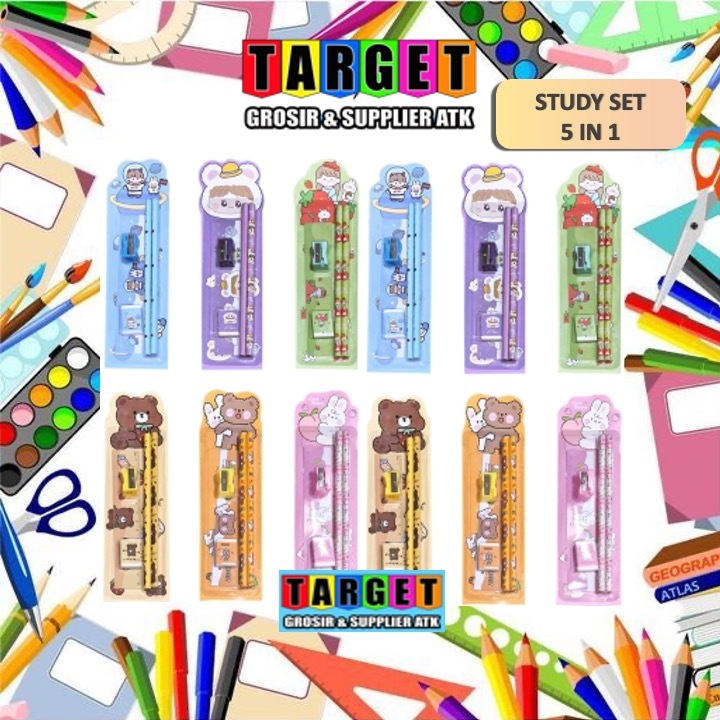

ALAT TULIS SET / PAKET ALAT TULIS MURAH / 5in1 / ALAT TULIS MURAH