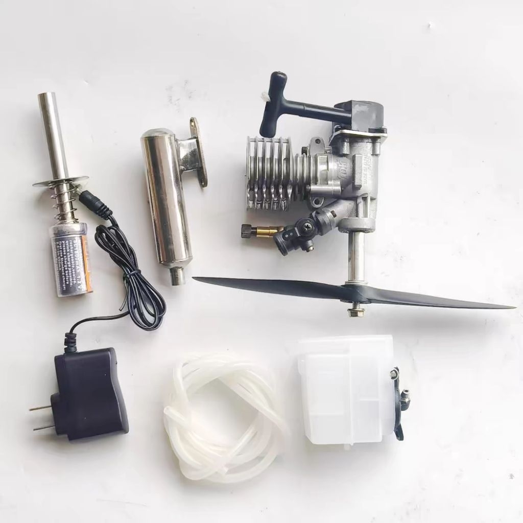 RC PESAWAT ENGINE PLANE NITRO TANGKI GLOW PLUG EXHAUST NiTRO ENGINE FULL SET PROPPELLER CHARGER SPAR