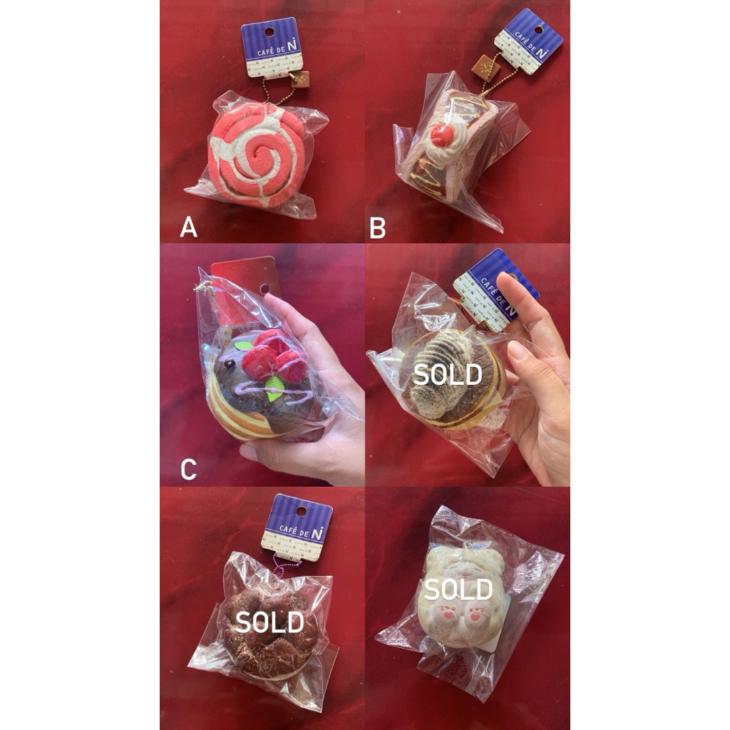 PRELOVED SQUISHY LICENSED TAG & BUNDLING SQUISHY MURAH (cafe d n, poli, macaron, mini bun, dll)
