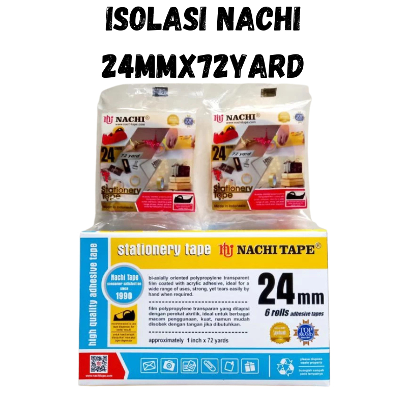 

ISOLASI / SELOTIP STATIONERY KUNING DUS NACHI 24 MM X 72 YARD / 1 INCH