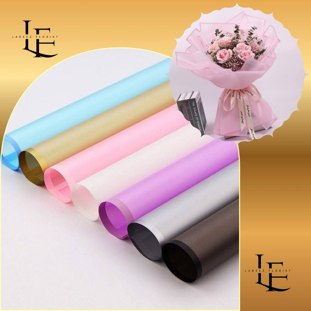 

[1 PACK/ 20 LEMBAR] Flower Wrapping Paper Color List Frame Transparant Cellophane Waterproof Kertas Bungkus Pembungkus Bouquet Bunga Warna Transparan