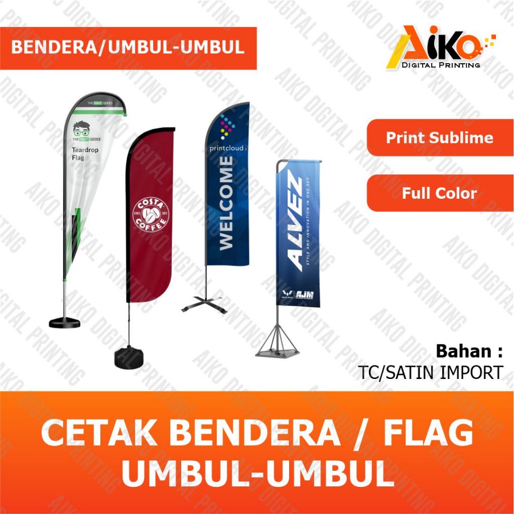 FLAG / BENDERA CUSTOM BAHAN SATIN | TEARDROP FEATHER EDGE CREST FLAG CUSTOM