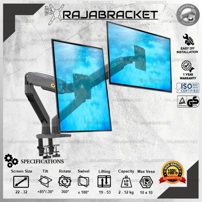Bracket Monitor 22 24 27 29 32 inch, Bracket dual monitor 22 - 32 inch | Arm Pegas | Bracket monitor
