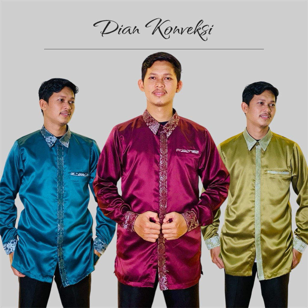 KEMEJA PRIA SATIN KOMBINASI SONGKET