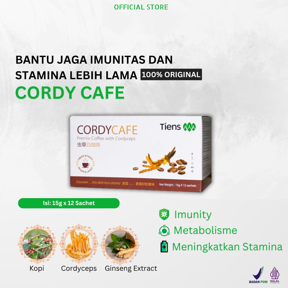 

Tiens Cordy Cafe Ramuan Herbal Stamina Original Kopi Cordyceps Stamina Tingkatkan Daya Tahan Tubuh