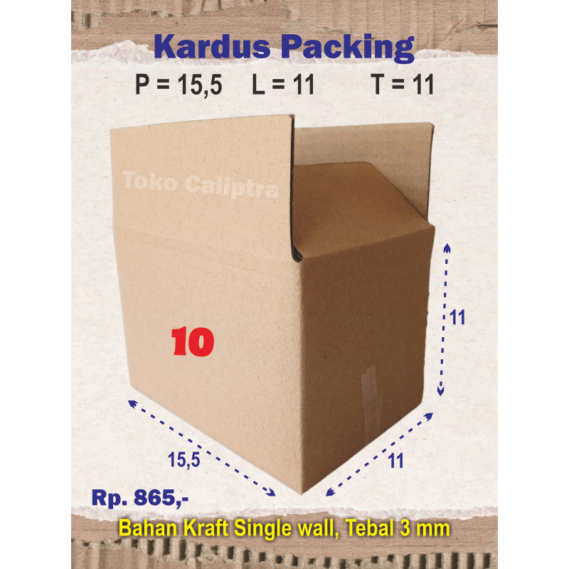 

Kardus Packing 10 PLT (15,5 x 11 x 11) Cm
