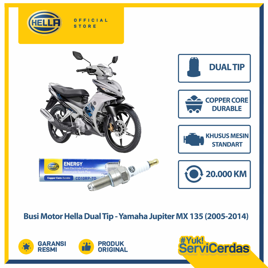 Busi Motor Yamaha Jupiter mx 135 2005-2014 Hella Dual Tip CD10RP-7D - Busi Jupiter mx 135
