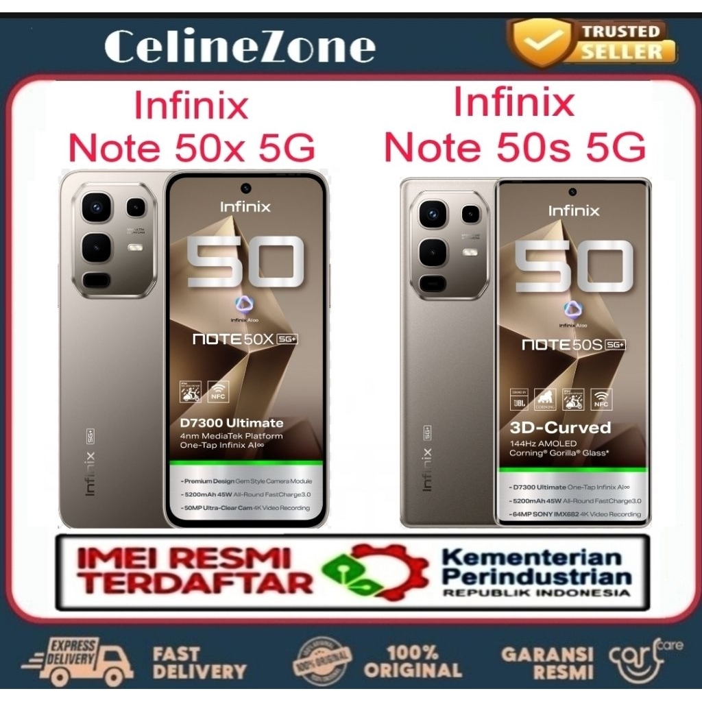 Infinix Note 50s 5G+ & Note 50x 5G+ 8/256 GB Garansi Resmi