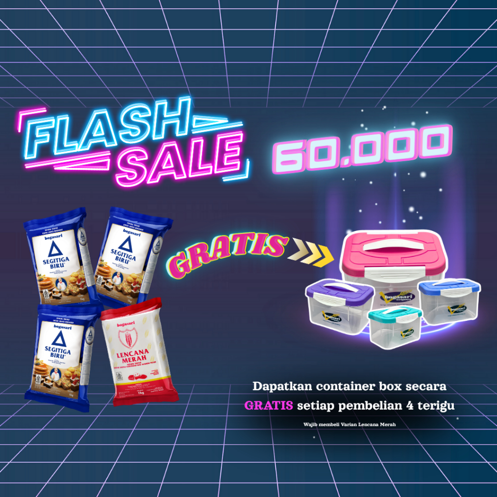 

Paket Jakarta Fair+Mini Container - 1 pc Lencana Merah+3pc Tepung Segitiga Biru Premium