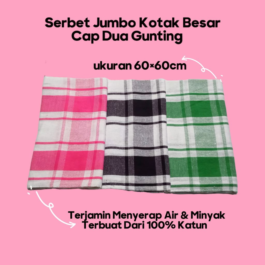 Serbet Kotak Besar Premium 60×60cm – Super Tebal & Menyerap Air