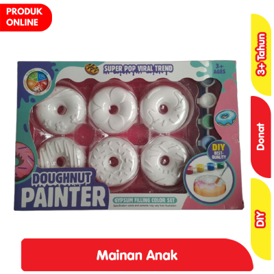 Rhino Doughnut Painter Mainan Anak DIY Gypsum Set Mewarnai Donat