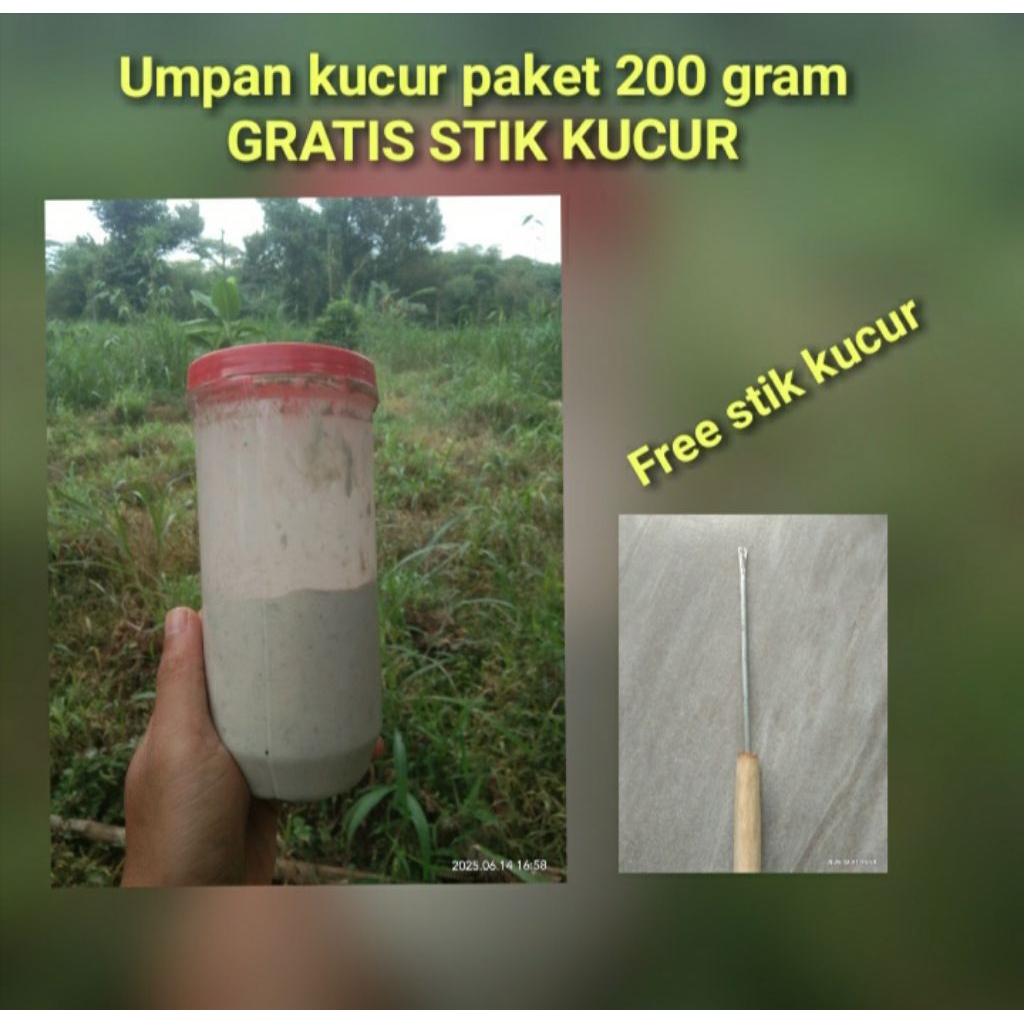 Umpan kucur paket 200 gram + free STIK kucur ( alat pasang umpan ) umpan mancing / umpan pancing