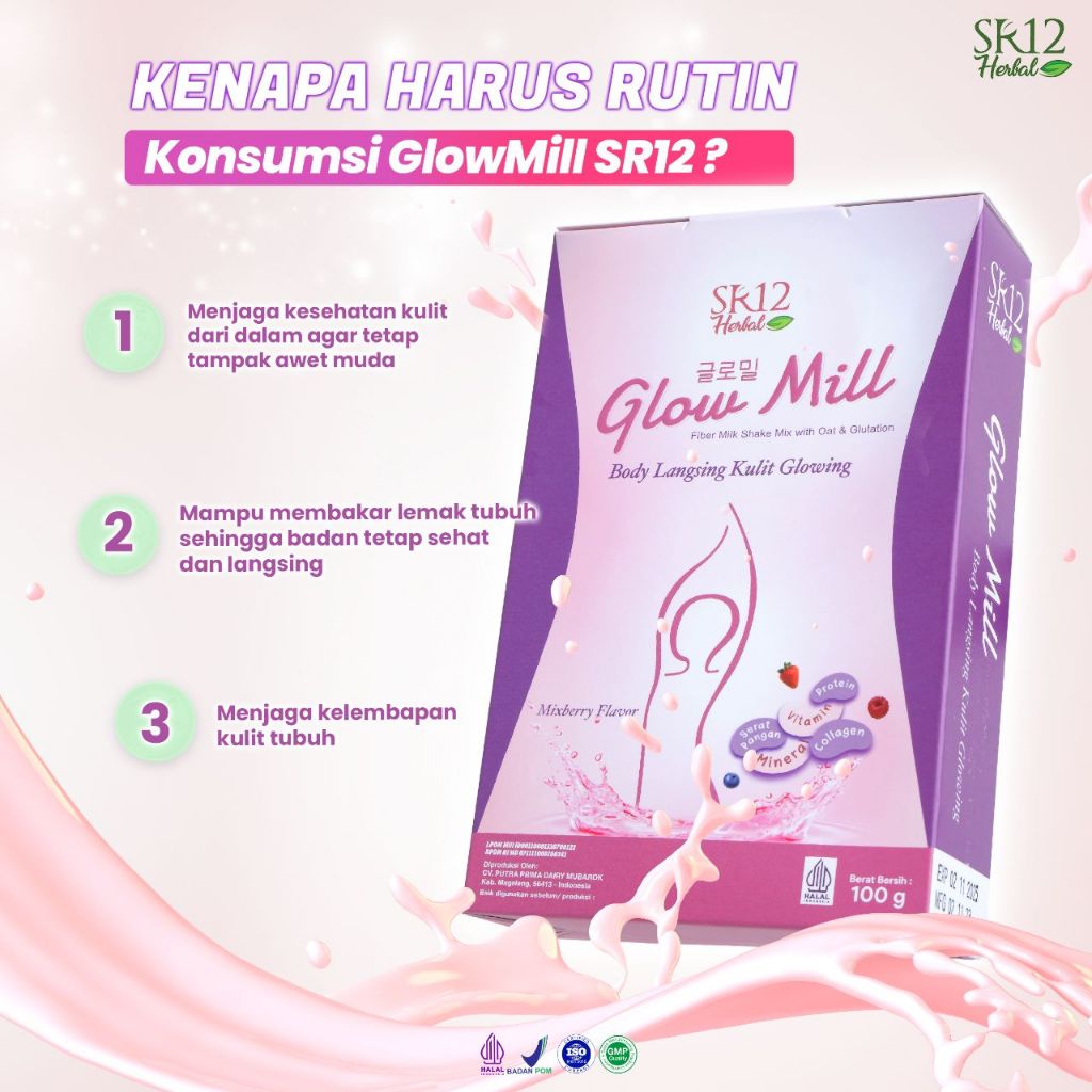 

Glowmill minuman susu rendah lemak (2%) Rasa mixbery