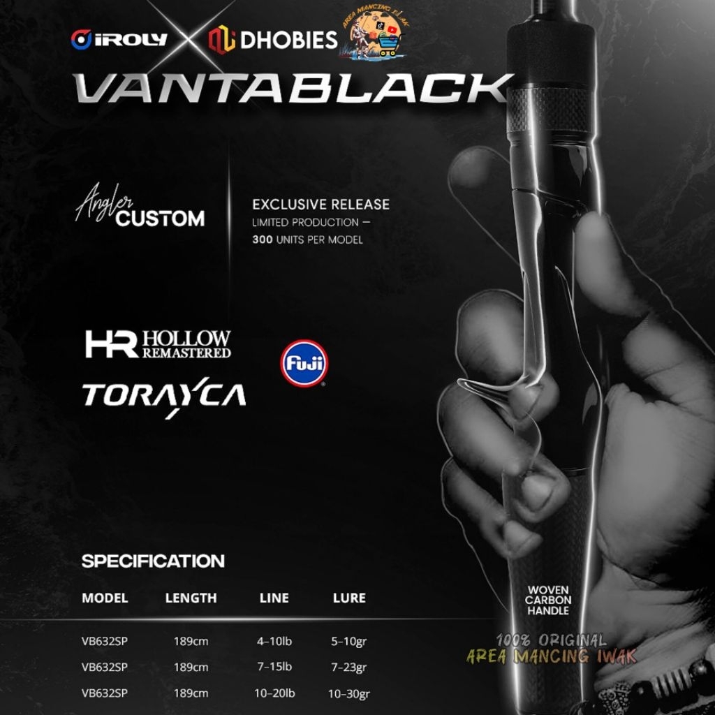 Joran IROLY VANTABLACK x DHOBIES 632/189CM Baitcasting - Limited Series