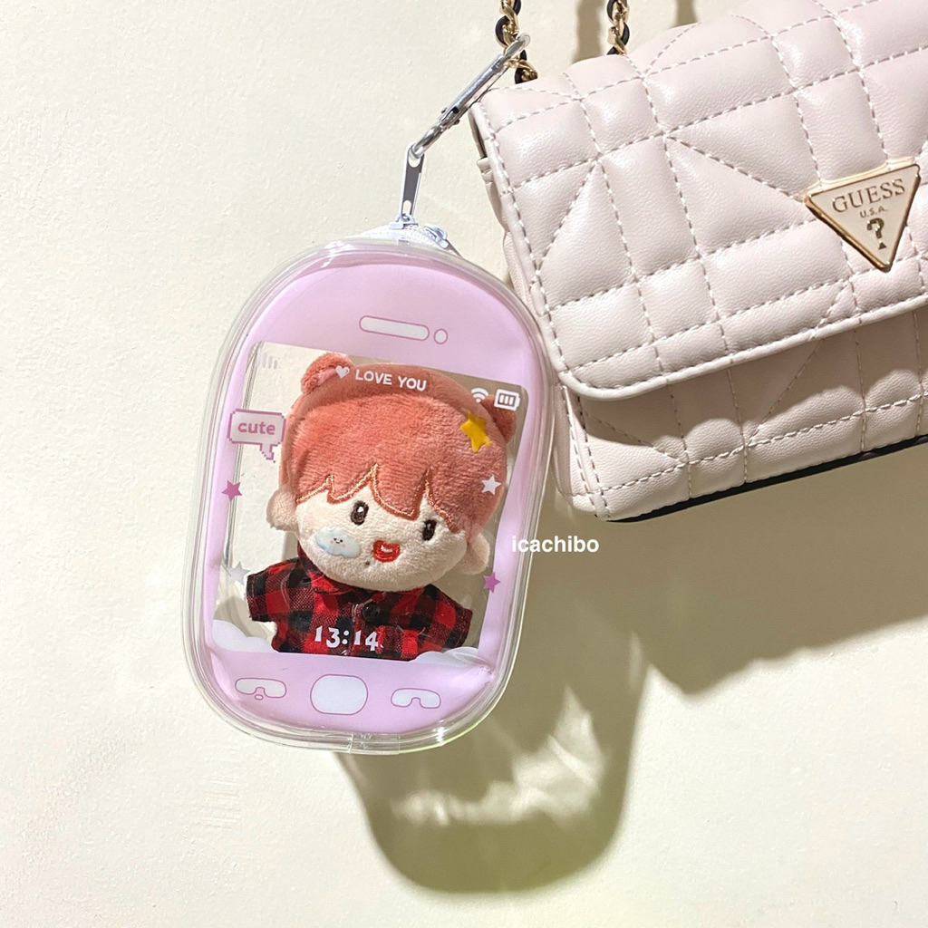 Pouch Doll Tas Boneka Mini Transparan Merch Idol Kpop - Phone Baby Pink