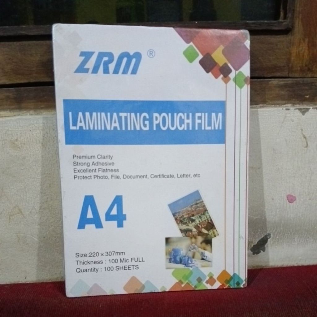 

plastik laminating A4 ZRM 100 micron pak 100 lembar