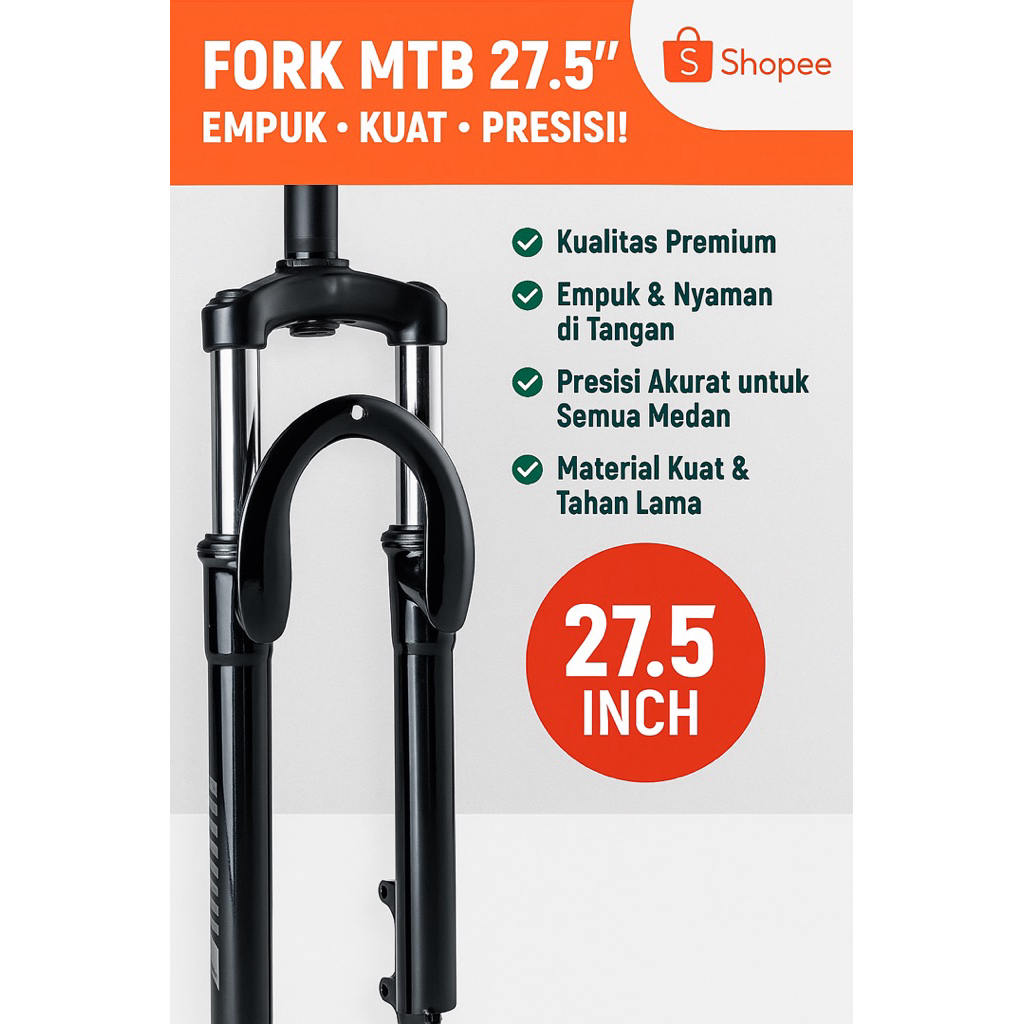 ( FORK 27.5 INCH AT SUSPENSI ) Garpu Sepeda MTB 26 Inch Forks Depan Empuk Oversize Gunung Bicycle Fo