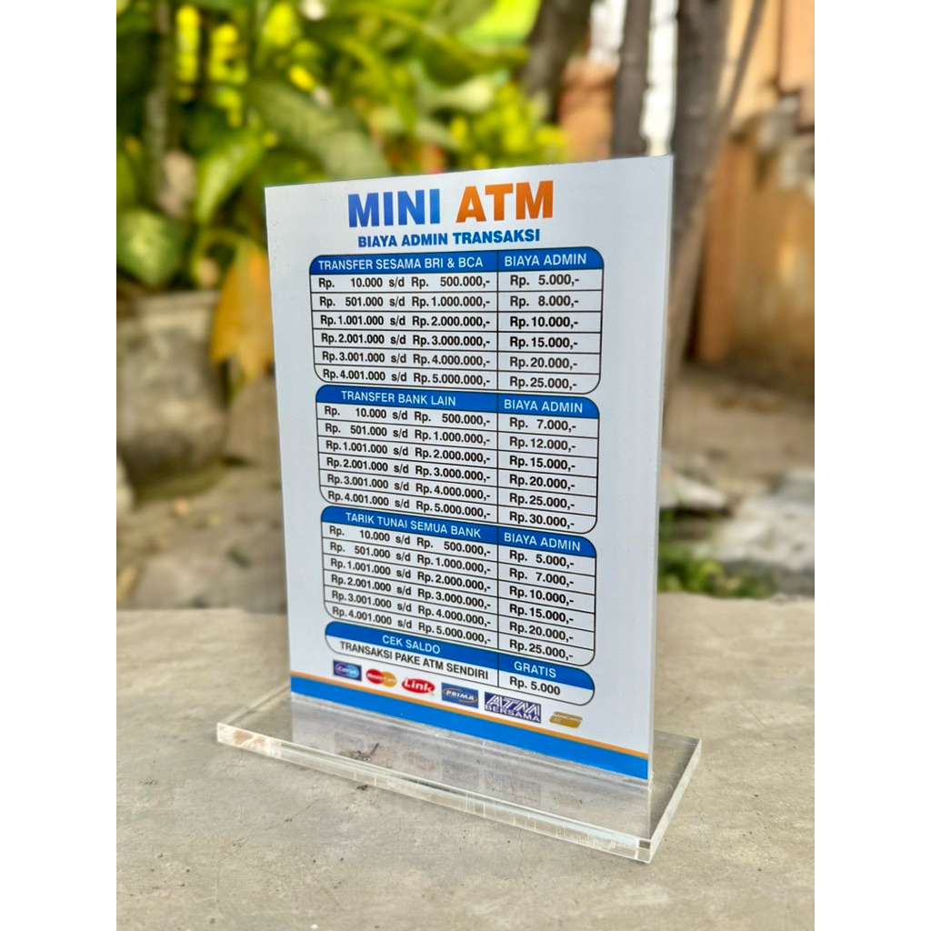 

AKRILIK MEJA ATM MINI UKURAN 15x20cm BISA CUSTOM / RUBAH BIAYA BAHAN TEBAL BERKUALITAS