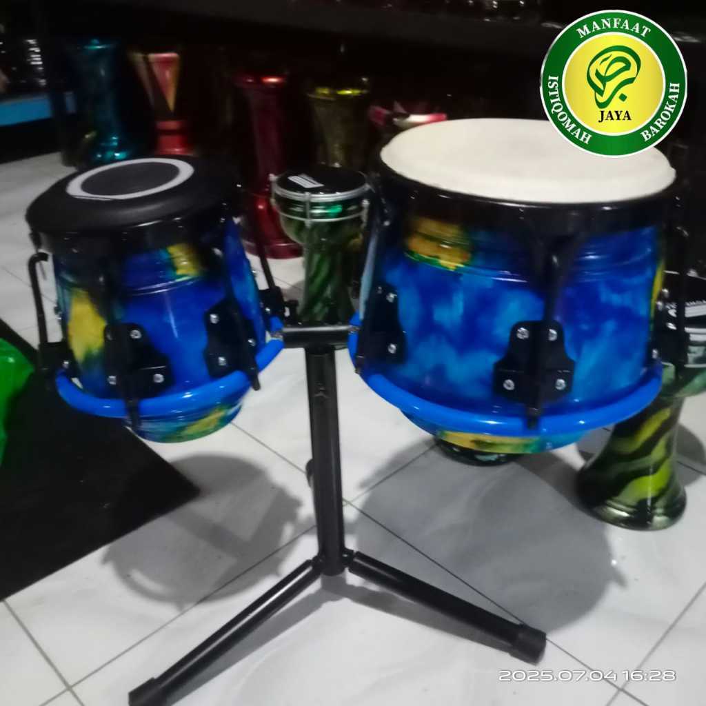 Ketipung Dangdut Ring V 6/8 Kayu Nangka + Stand -Marmer Biru |Kendang Kayu Nangka MbahYanto