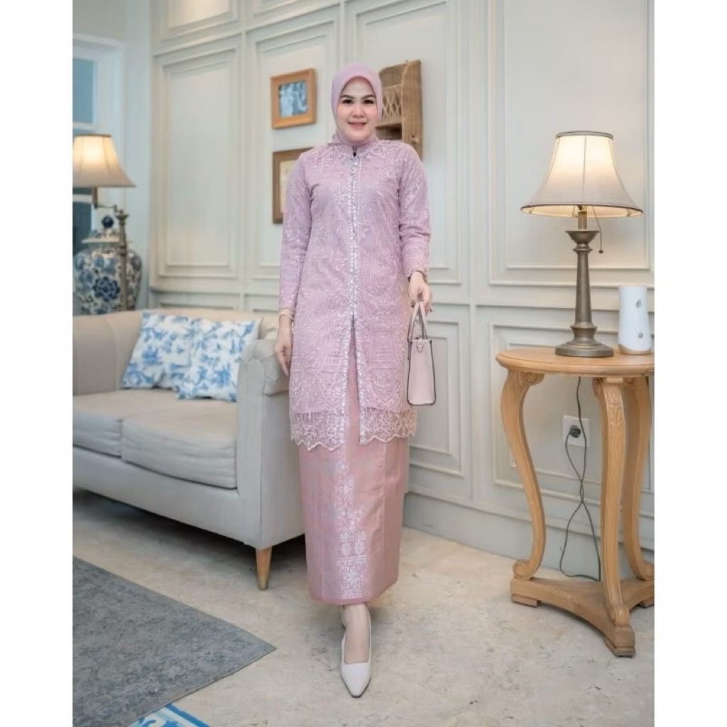 Bisa COD set kebaya tille mewah - kebaya modern/kebaya ibu besan/kebaya kondangan/kebaya temurah/keb