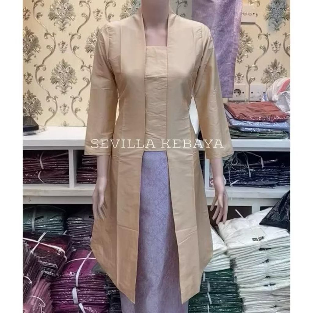 SETELAN KEBAYA TUNIK TAFETA KUTUBARU POLOS / KEBAYA TUNIK KURUNG BUSUI / KEBAYA KONDANGAN JUMBO XXXL