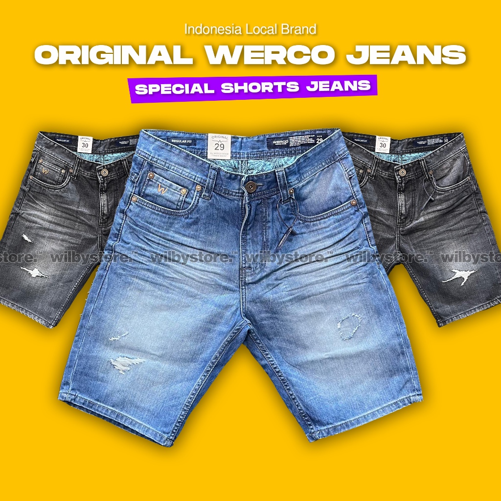 Original Werco Jeans | Celan Jeans Pendek Pria | Polos Denim Distro Slimfit