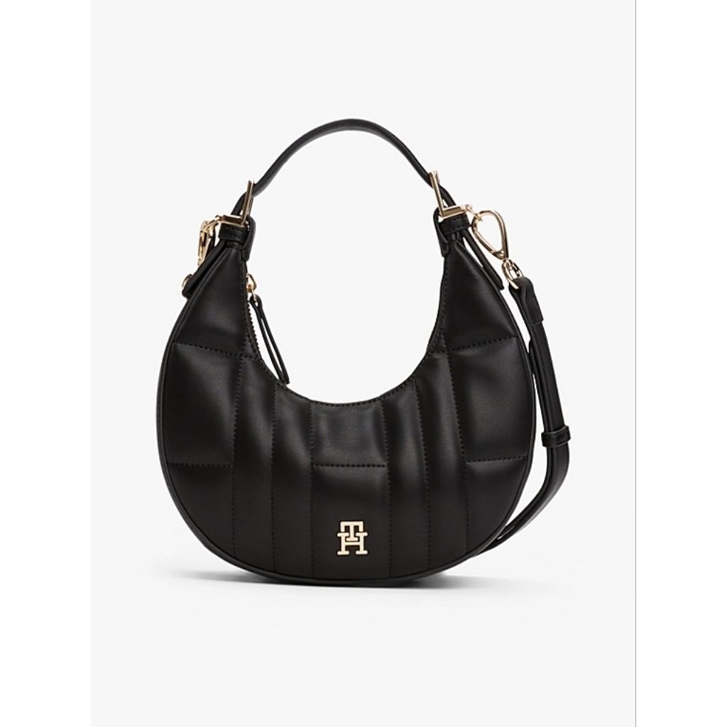 Tommy Hilfiger TH Quilted Crescent Crossbody Shoulder Bag Tas Selempang Wanita - Black