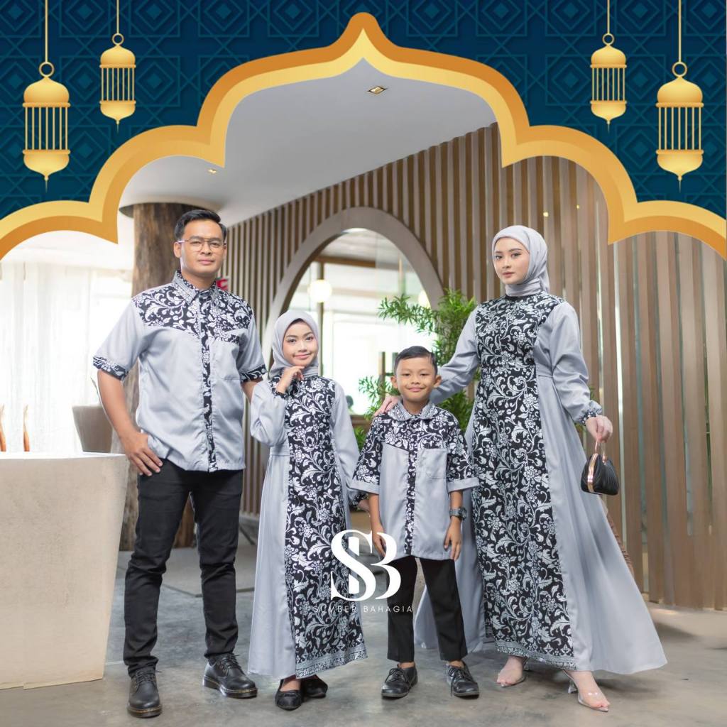 Couple keluarga syari muslimah dress gamis couple baju couple pasangan gaun pesta muslimah batik cou
