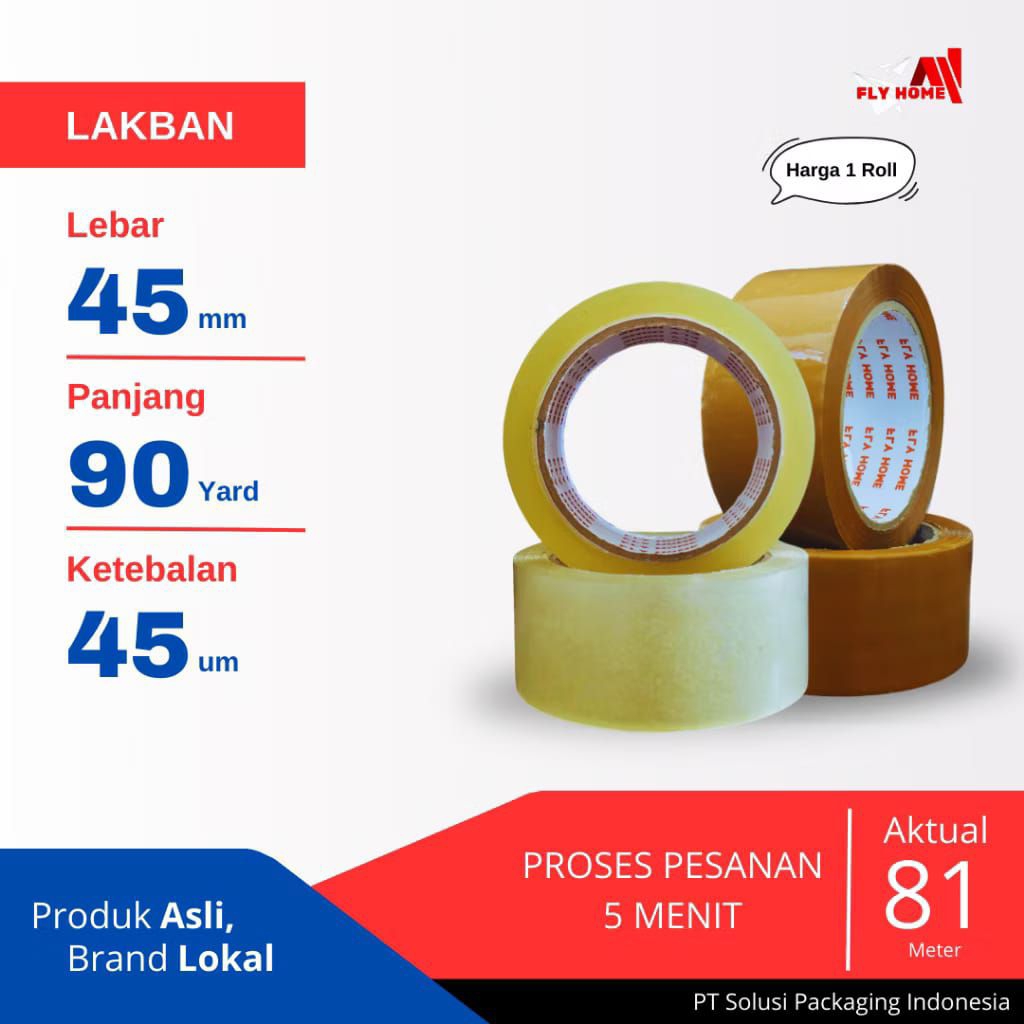 Lakban Besar 2Inchi - Solasi Besar Multifungsi - Lakban Putih/Coklat/Hitam - Lakban 40×90Y Multifung
