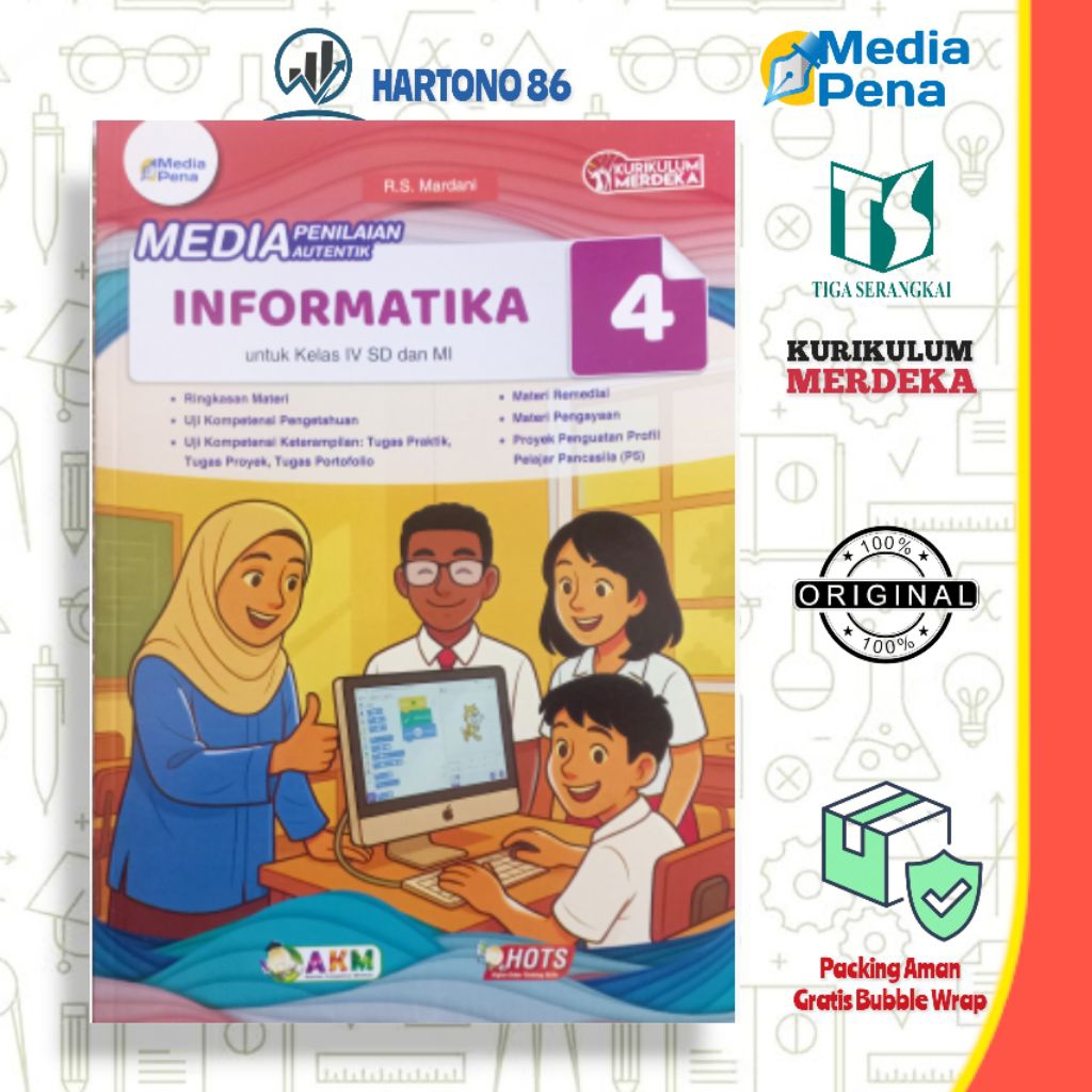 Buku Media penilaian Autentik Informatika kelas 4 SD/MI kurikulum merdeka Media pena Tiga serangkai