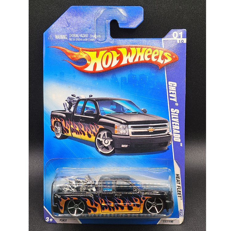 2009 Hot Wheels - '07 Chevy Silverado - Black with Flames