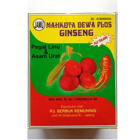 

COD Jamu Asam Urat Mahkota Dewa Plus Ginseng Serbuk Isi 10 Sachet