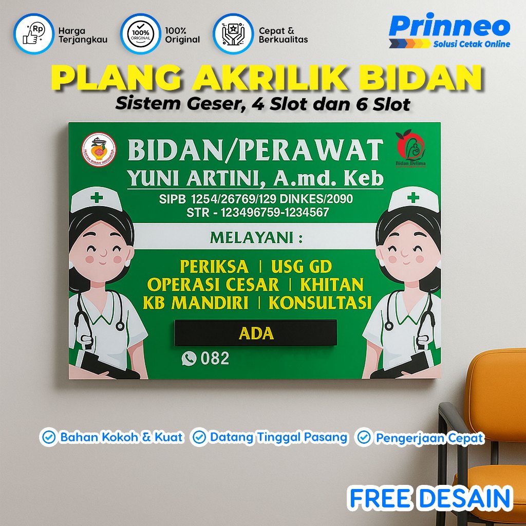 

PLANG BIDAN PRAKTEK, PLANG BIDAN, PAPAN NAMA BIDAN PRAKTEK, PLANG BIDAN AKRILIK, PLANG NAMA BIDAN