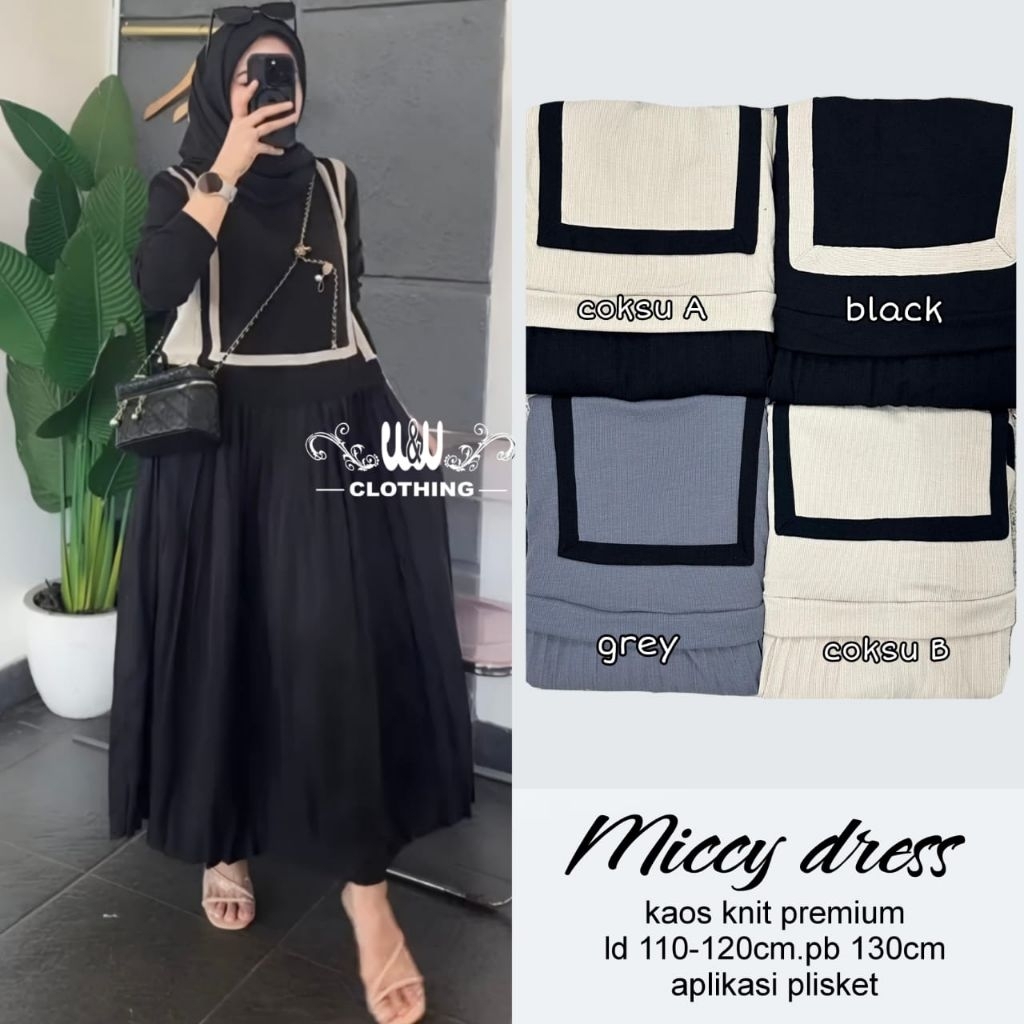 miccy dress by w&w one set wanita kekinian setelan wanita jumbo ld 120 ld 130 rok panjang knit maxi 