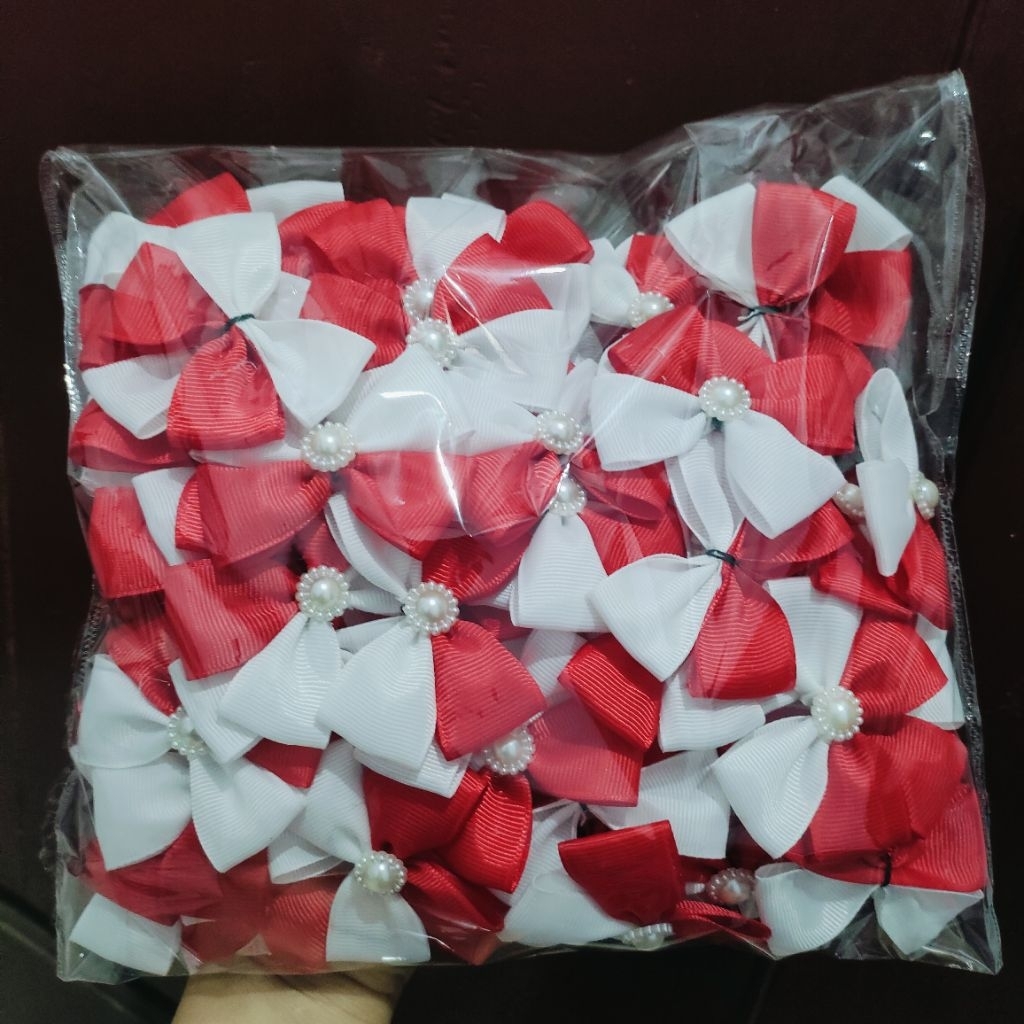 

GROSIR PITA 72pcs Merah putih mutiara no jepit