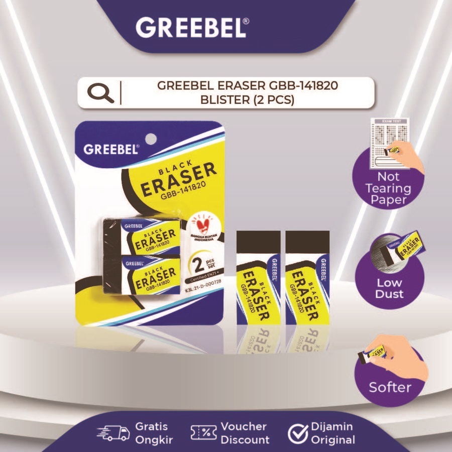 

Penghapus GREEBEL Black Eraser Hitam Besar isi 2 pcs GBB141820
