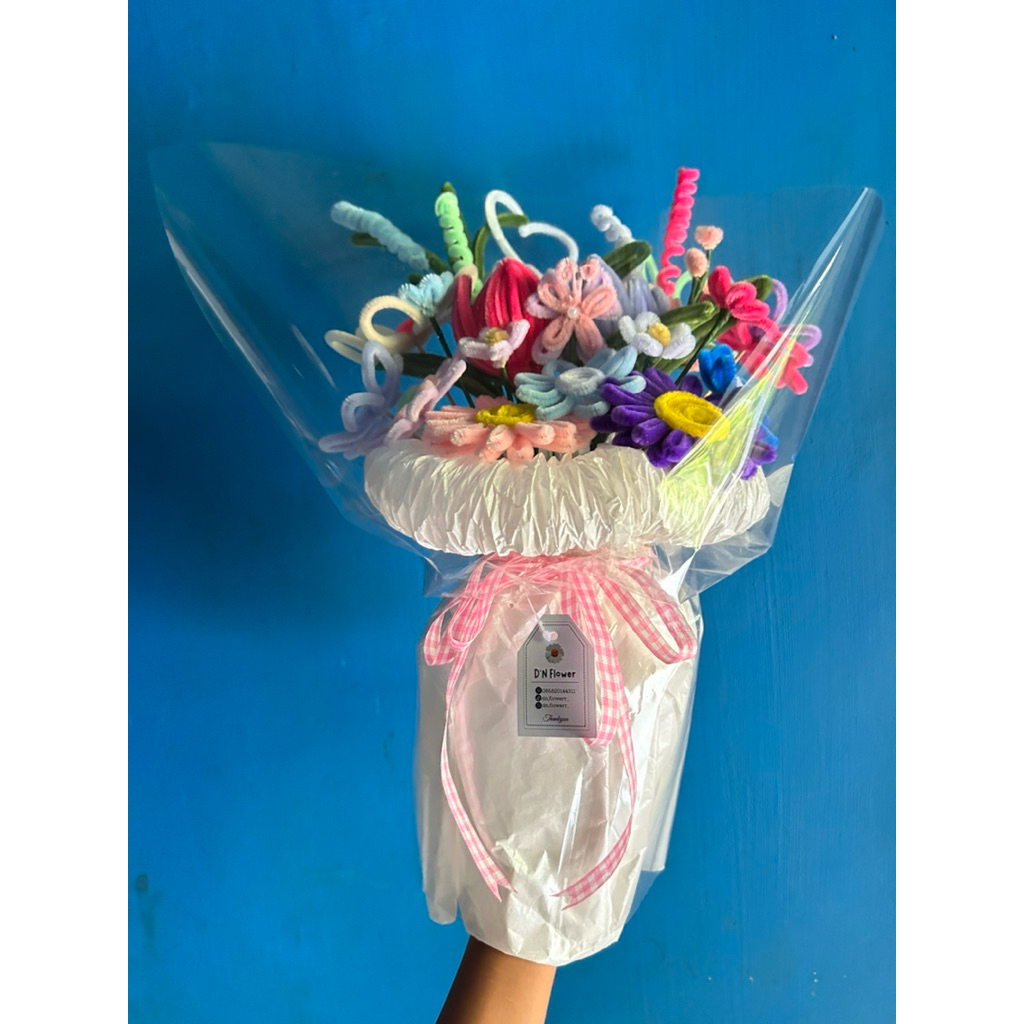 Luna bouquet/Bouquet bunga kawat bulu, buket kawat bulu
