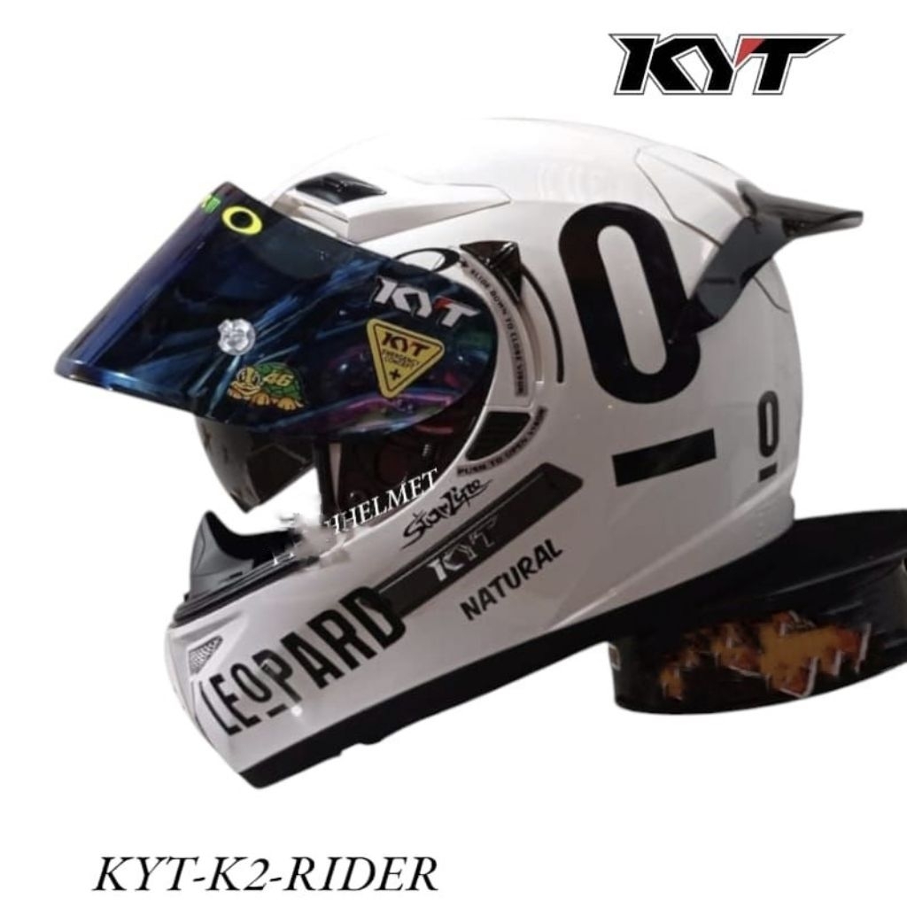 Helm full face KYT K2 raider paket ganteng Leopard