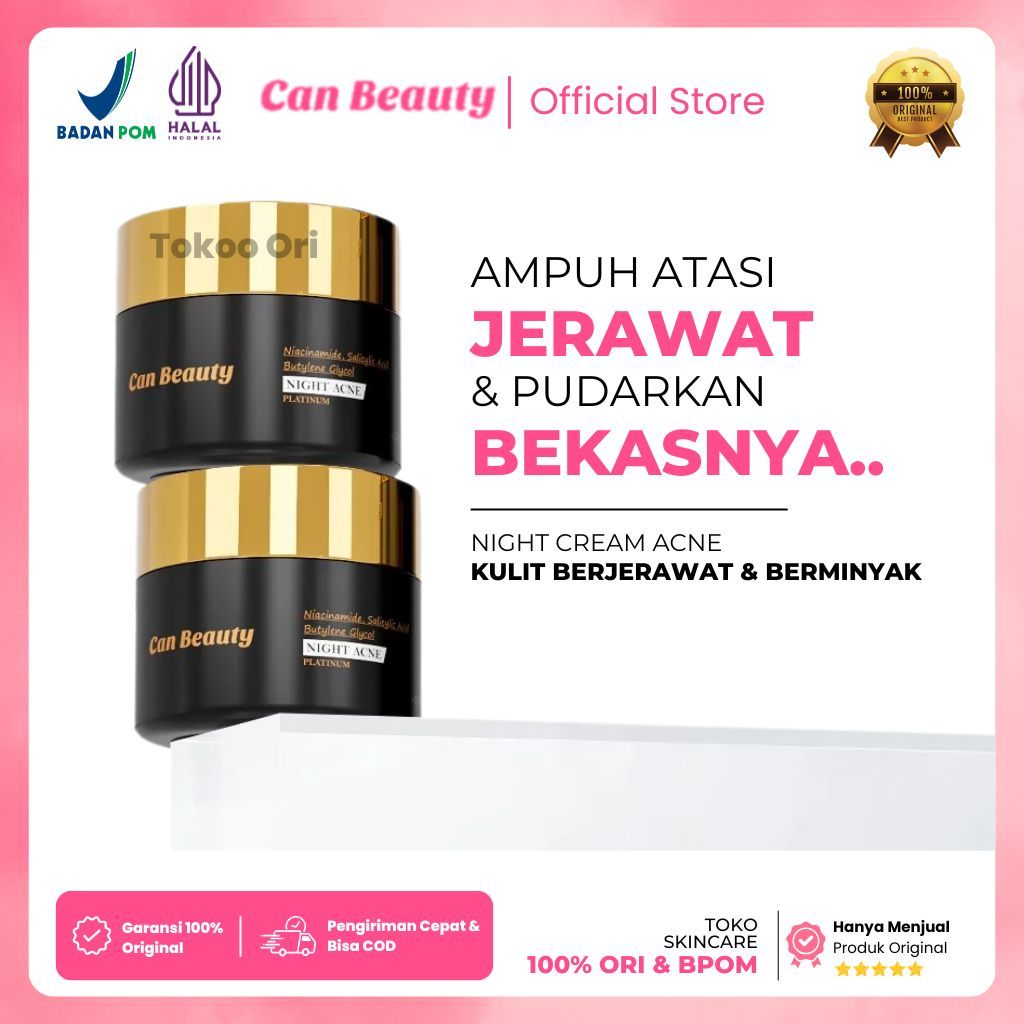 Night Cream Can Beauty Skincare Official Whitening Acne BPOM Oficial Store