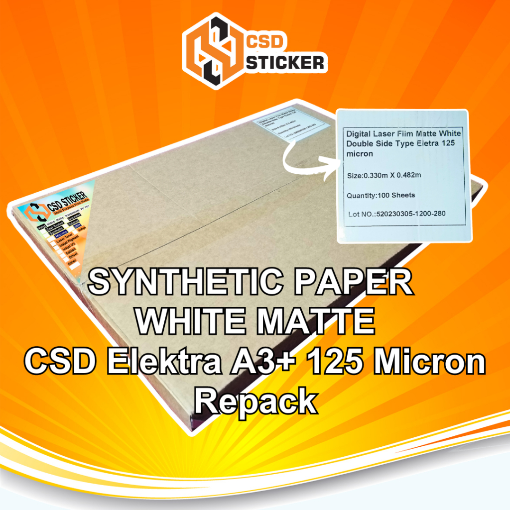 

Kertas Sintetik - Synthetic White Paper seperti LMO/YUPO 125 Micron Repack 20 Lembar