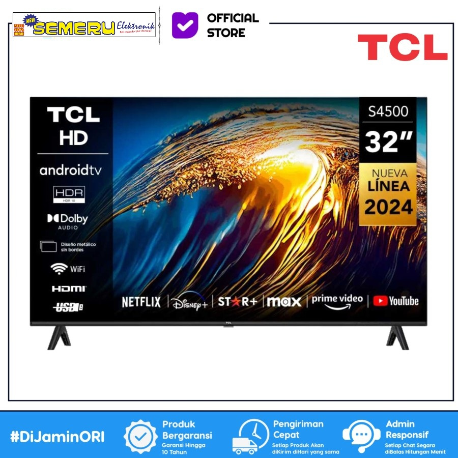 TCL 32S4500A Smart TV 32 Inch Android 11 Frameless