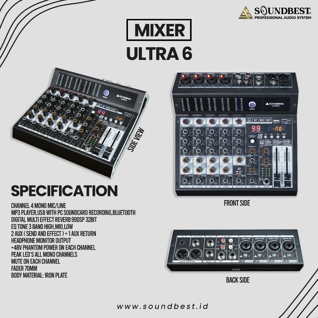 MIXER AUDIO SOUNDBEST ULTRA 6 | MIXER 6 CHANNEL