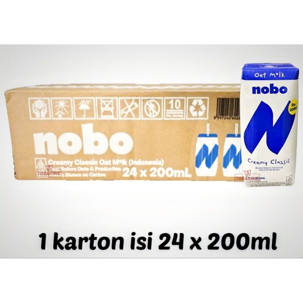 

[1 karton isi 24×200ml] Susu Nobo Oat milk Creamy classic Oatside